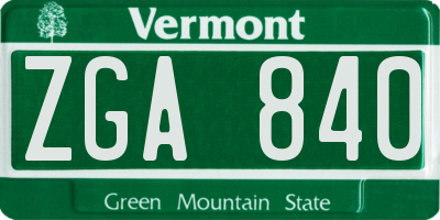 VT license plate ZGA840
