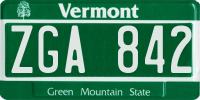 VT license plate ZGA842