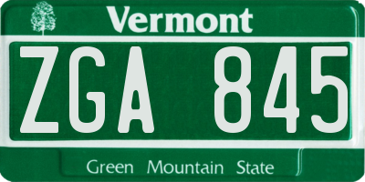 VT license plate ZGA845
