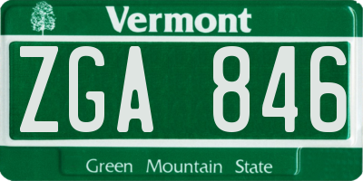 VT license plate ZGA846