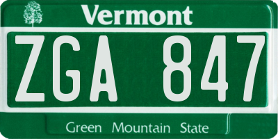 VT license plate ZGA847