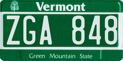 VT license plate ZGA848