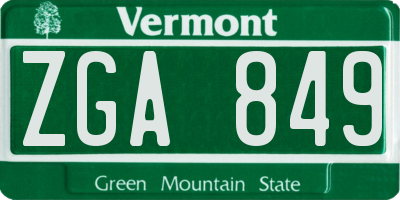 VT license plate ZGA849