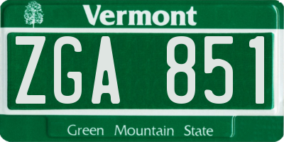 VT license plate ZGA851