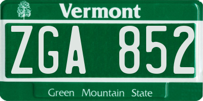 VT license plate ZGA852