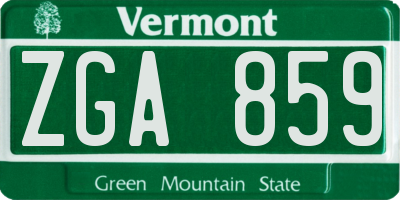 VT license plate ZGA859