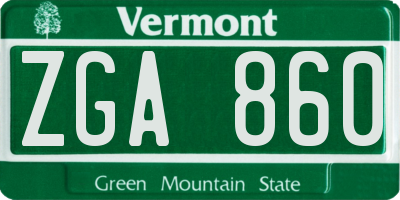 VT license plate ZGA860