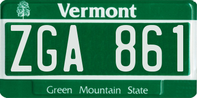 VT license plate ZGA861