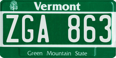 VT license plate ZGA863