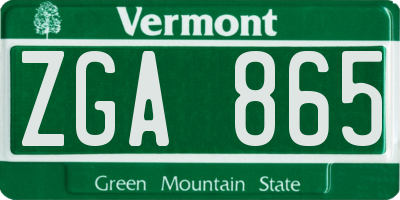 VT license plate ZGA865