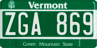 VT license plate ZGA869