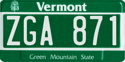 VT license plate ZGA871