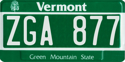 VT license plate ZGA877