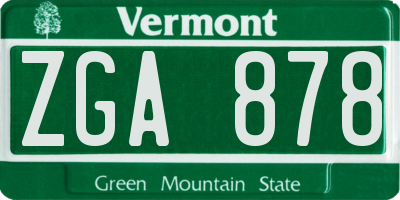 VT license plate ZGA878
