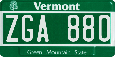 VT license plate ZGA880