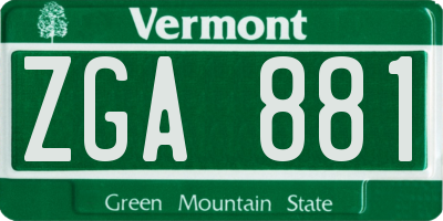 VT license plate ZGA881