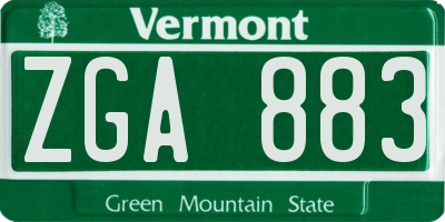 VT license plate ZGA883