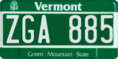 VT license plate ZGA885