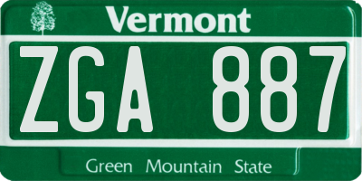 VT license plate ZGA887