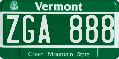 VT license plate ZGA888