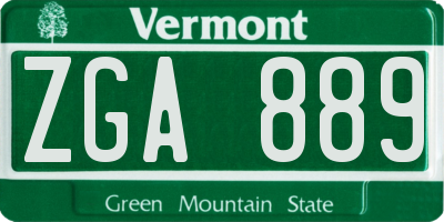 VT license plate ZGA889