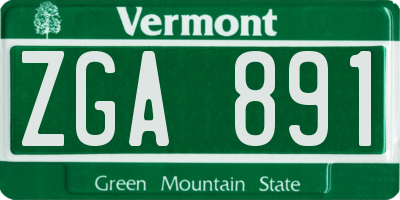 VT license plate ZGA891
