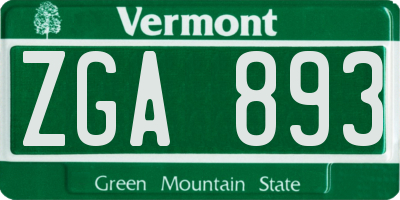 VT license plate ZGA893