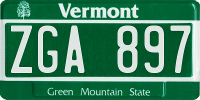 VT license plate ZGA897