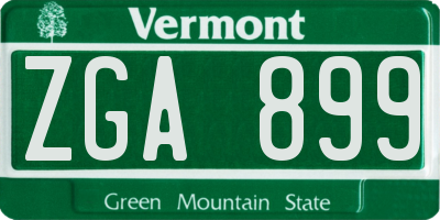 VT license plate ZGA899