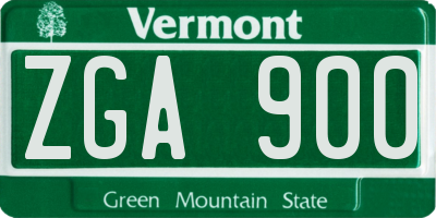 VT license plate ZGA900