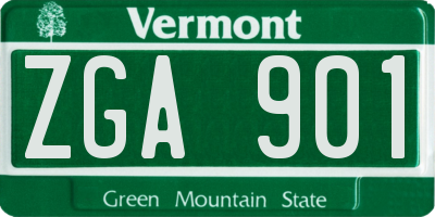 VT license plate ZGA901