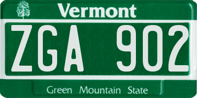 VT license plate ZGA902