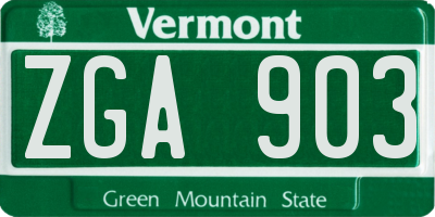 VT license plate ZGA903