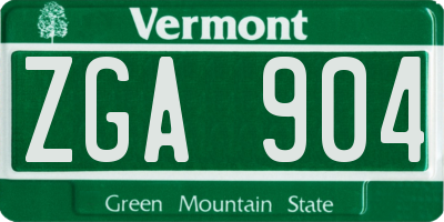VT license plate ZGA904