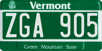 VT license plate ZGA905