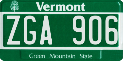 VT license plate ZGA906