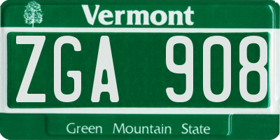 VT license plate ZGA908