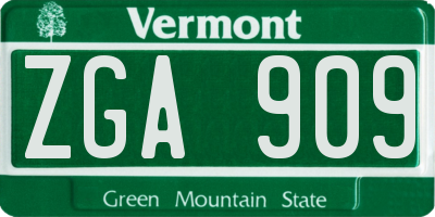 VT license plate ZGA909