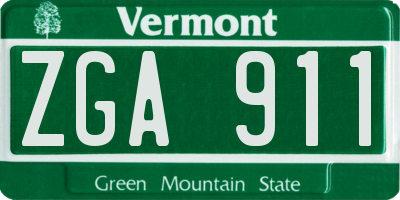 VT license plate ZGA911