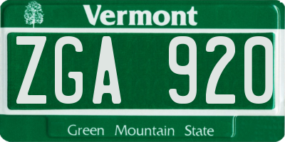 VT license plate ZGA920