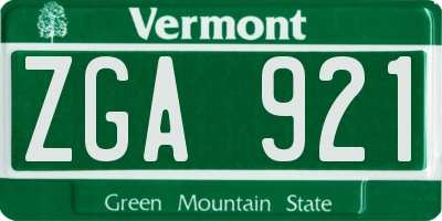 VT license plate ZGA921