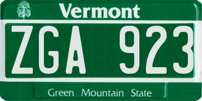 VT license plate ZGA923