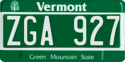 VT license plate ZGA927