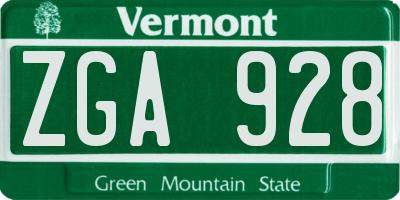 VT license plate ZGA928