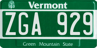 VT license plate ZGA929