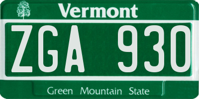 VT license plate ZGA930