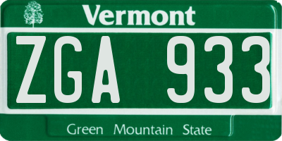 VT license plate ZGA933