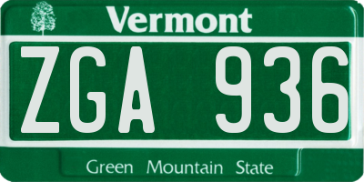 VT license plate ZGA936