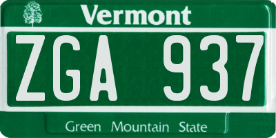 VT license plate ZGA937
