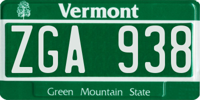 VT license plate ZGA938